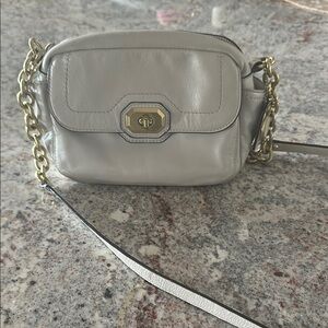 Elegant Gray Leather Crossbody Bag